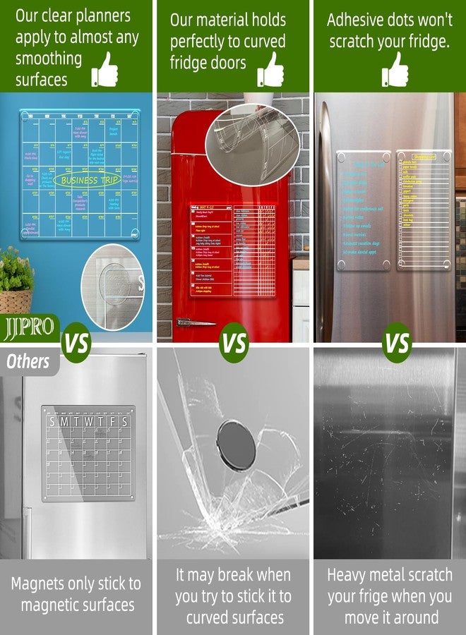 JJPRO Non-Magnetic Calendar for Fridge-Clear Monthly Calendar,Weekly Planner,List and Blank Board -Reusable Board Sticks to Fridge,Wall,Door&Glass,Non Magnetic Fridge Calendar - Image 5